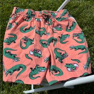 Kids' Alligator Print Shorts - Coral and Green